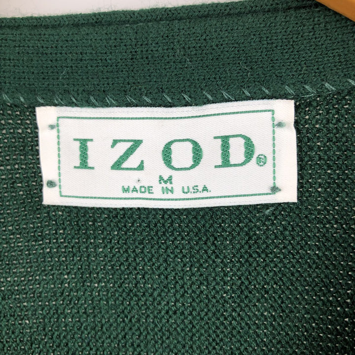 Vintage 90'S IZOD acrylic knit cardigan, made in the USA, size M, men's acrylic Green type dark green Vintage Second Hand