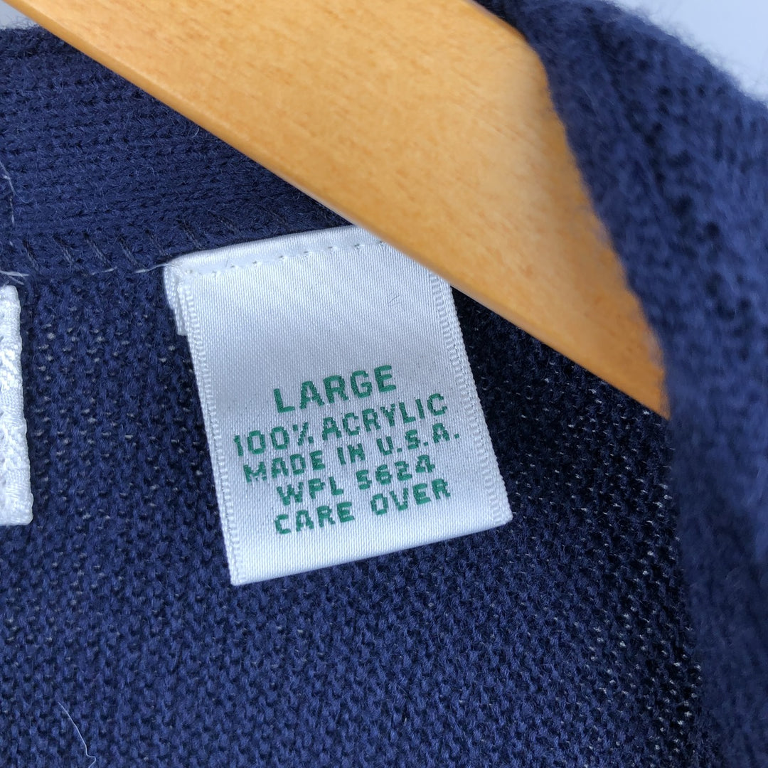 Cypress Links Golf Wear Acrylic Knit Cardigan, Made in USA, Men's Size L acrylic navy blue type Vintage Second Hand