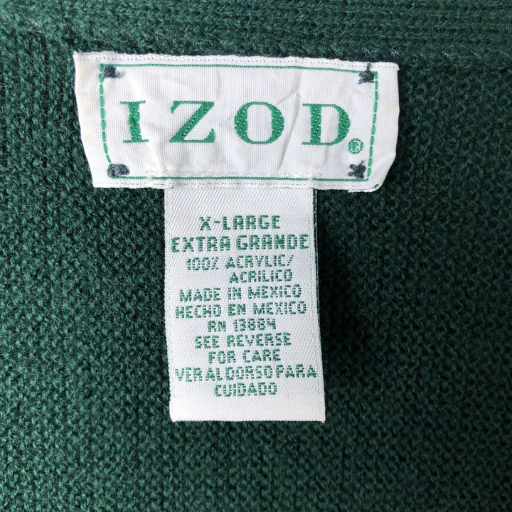 IZOD Acrylic Knit Cardigan, Men's XL acrylic green type Vintage Second Hand