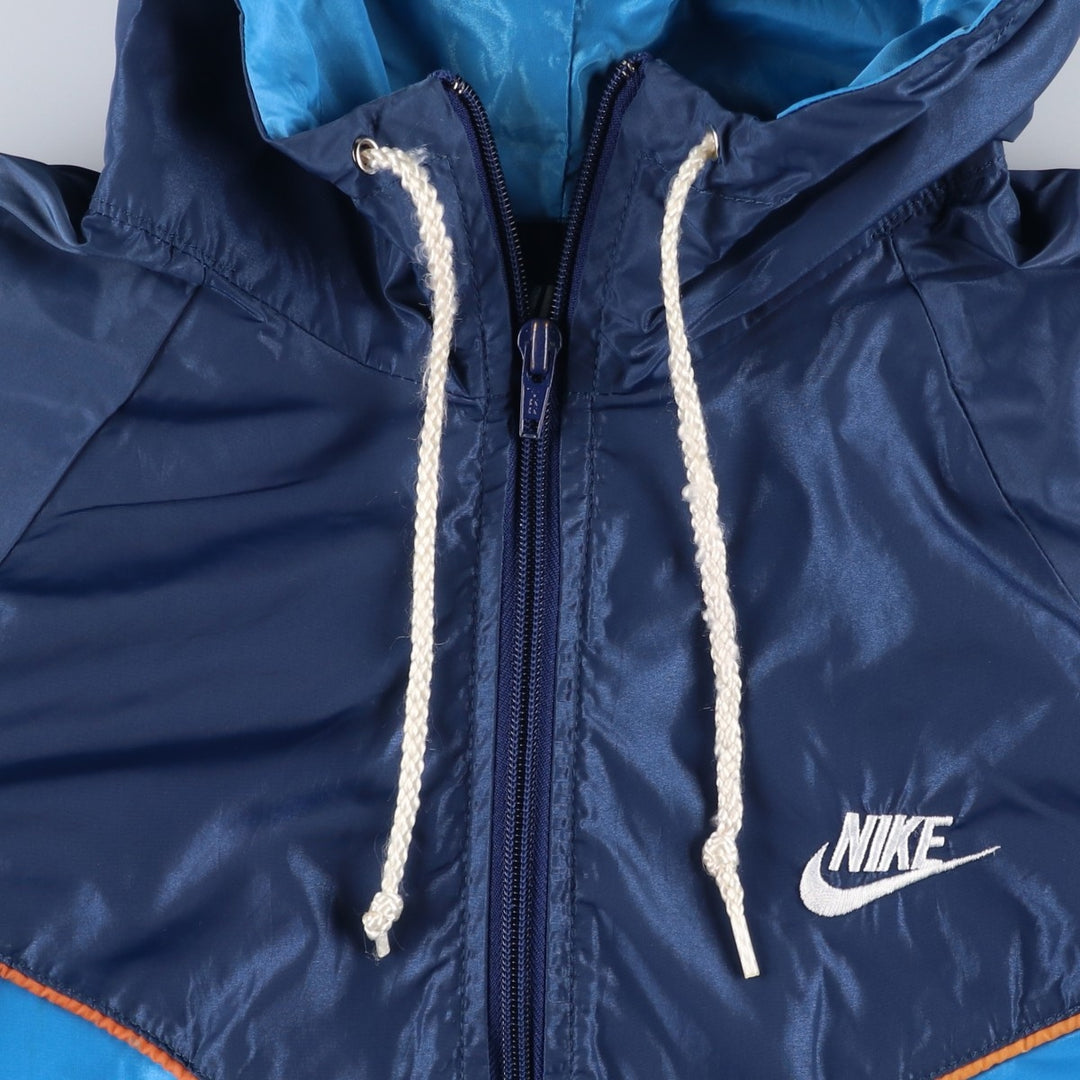 1980'S Nike Navy Blue Tag Two-Tone Hooded Windbreaker Men's Size Small unclear Blue type light blue Vintage Second Hand