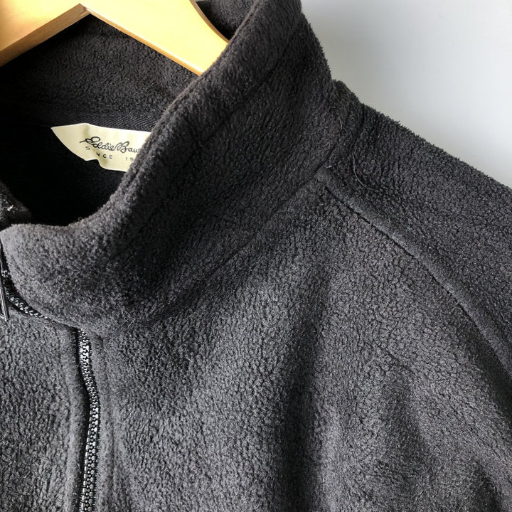 Eddie Bauer Half-Zip Fleece Pullover, Men's Size L polyester black type Vintage Second Hand