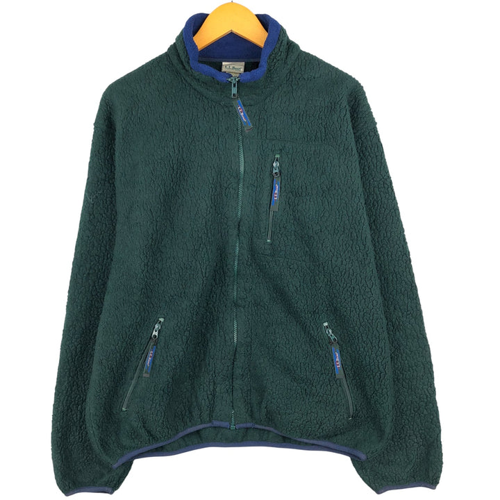 90'S LLBean Vintage Fleece Jacket, Made in USA, Men's Size L polyester Green type dark green Vintage Second Hand