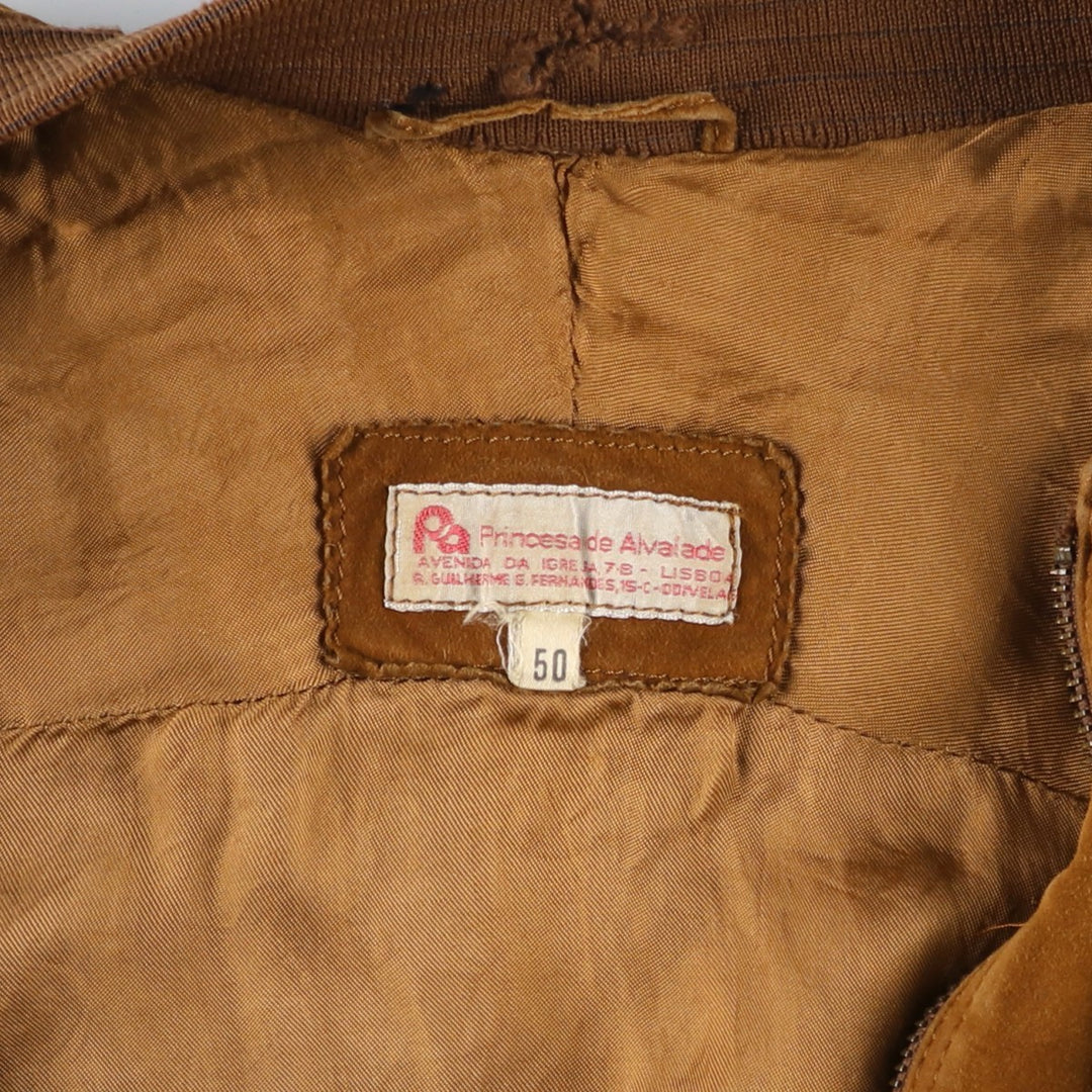 Princesa de Alvalade suede leather jacket, men's size M Genuine Leather Lambskin brown type Vintage Second Hand