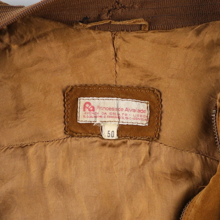 Princesa de Alvalade suede leather jacket, men's size M Genuine Leather Lambskin brown type Vintage Second Hand