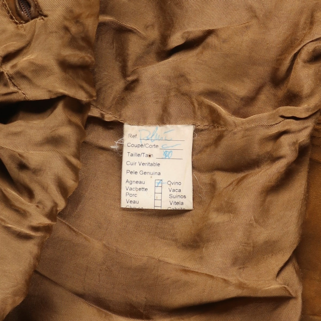 Princesa de Alvalade suede leather jacket, men's size M Genuine Leather Lambskin brown type Vintage Second Hand