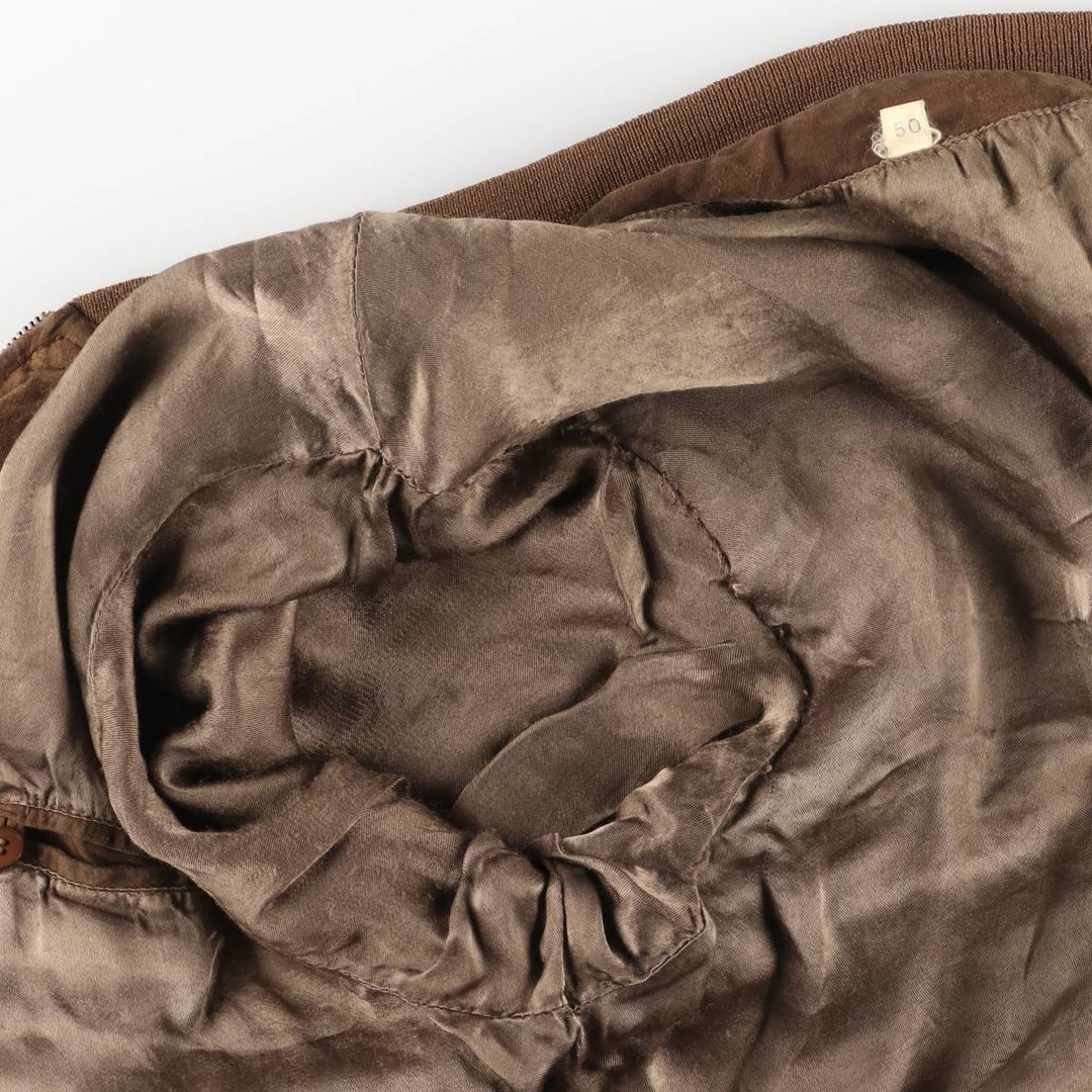 Shogun Suede Leather Blouson, Men's Size L genuine leather brown type Vintage Second Hand