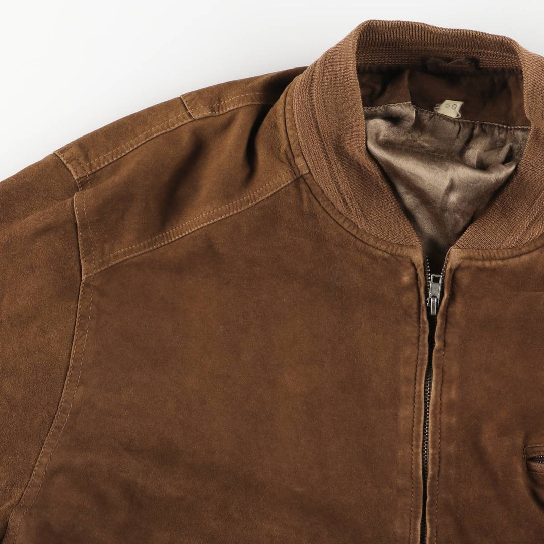Shogun Suede Leather Blouson, Men's Size L genuine leather brown type Vintage Second Hand