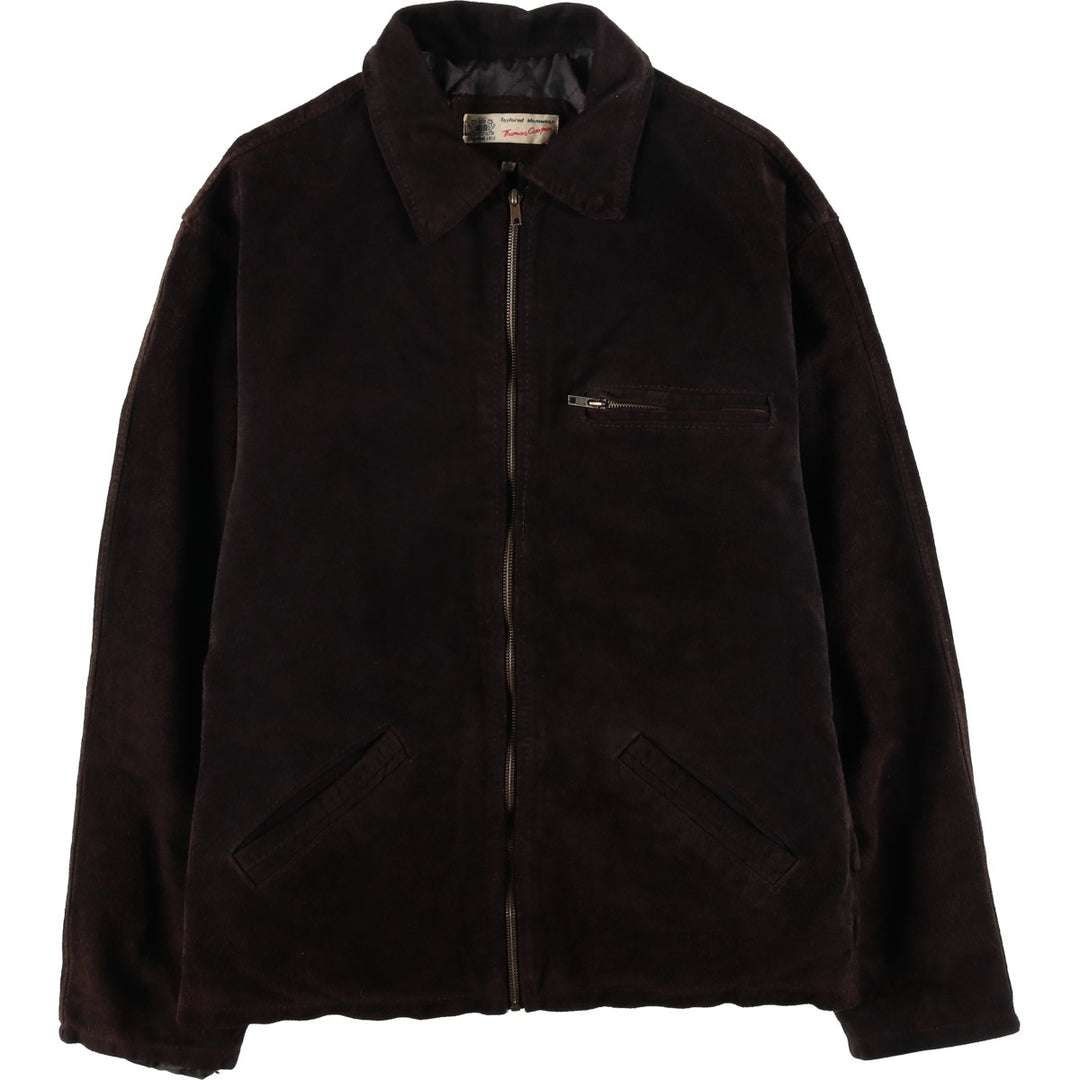 Thomas Cooper padded suede leather sports jacket, made in Italy, men's size XL genuine leather brown type Vintage Second Hand