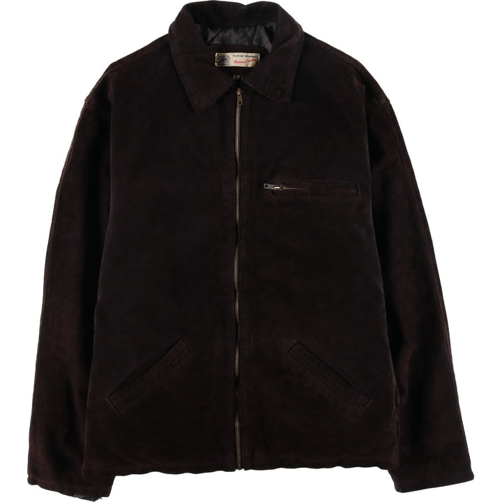 Thomas Cooper padded suede leather sports jacket, made in Italy, men's size XL genuine leather brown type Vintage Second Hand