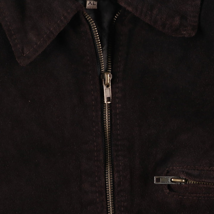 Thomas Cooper padded suede leather sports jacket, made in Italy, men's size XL genuine leather brown type Vintage Second Hand
