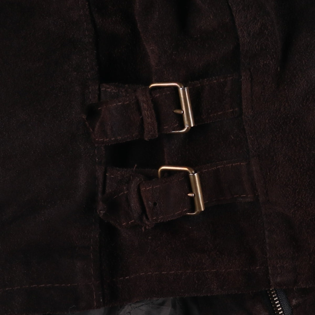 Thomas Cooper padded suede leather sports jacket, made in Italy, men's size XL genuine leather brown type Vintage Second Hand