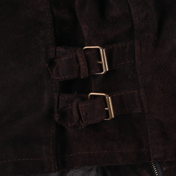 Thomas Cooper padded suede leather sports jacket, made in Italy, men's size XL genuine leather brown type Vintage Second Hand