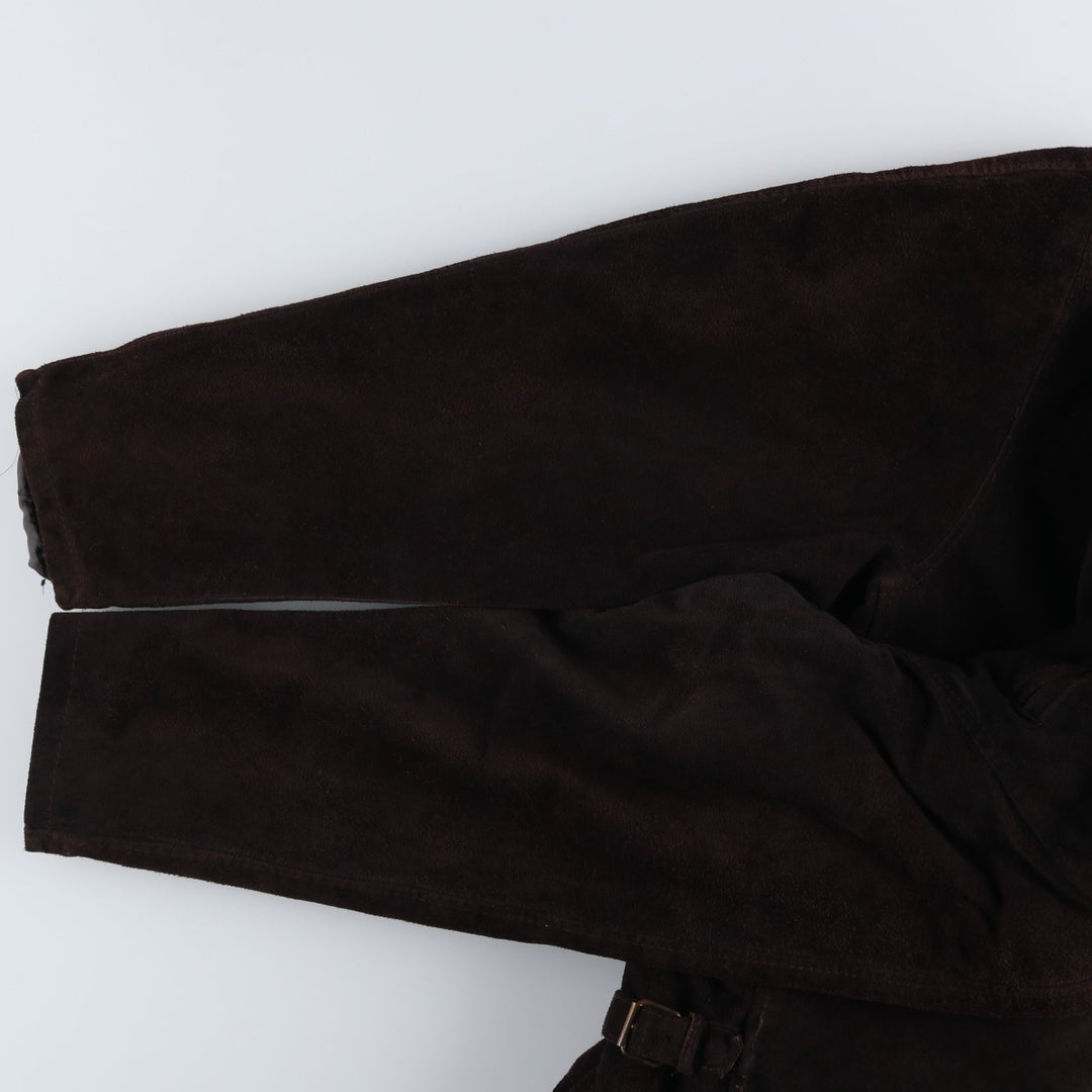 Thomas Cooper padded suede leather sports jacket, made in Italy, men's size XL genuine leather brown type Vintage Second Hand