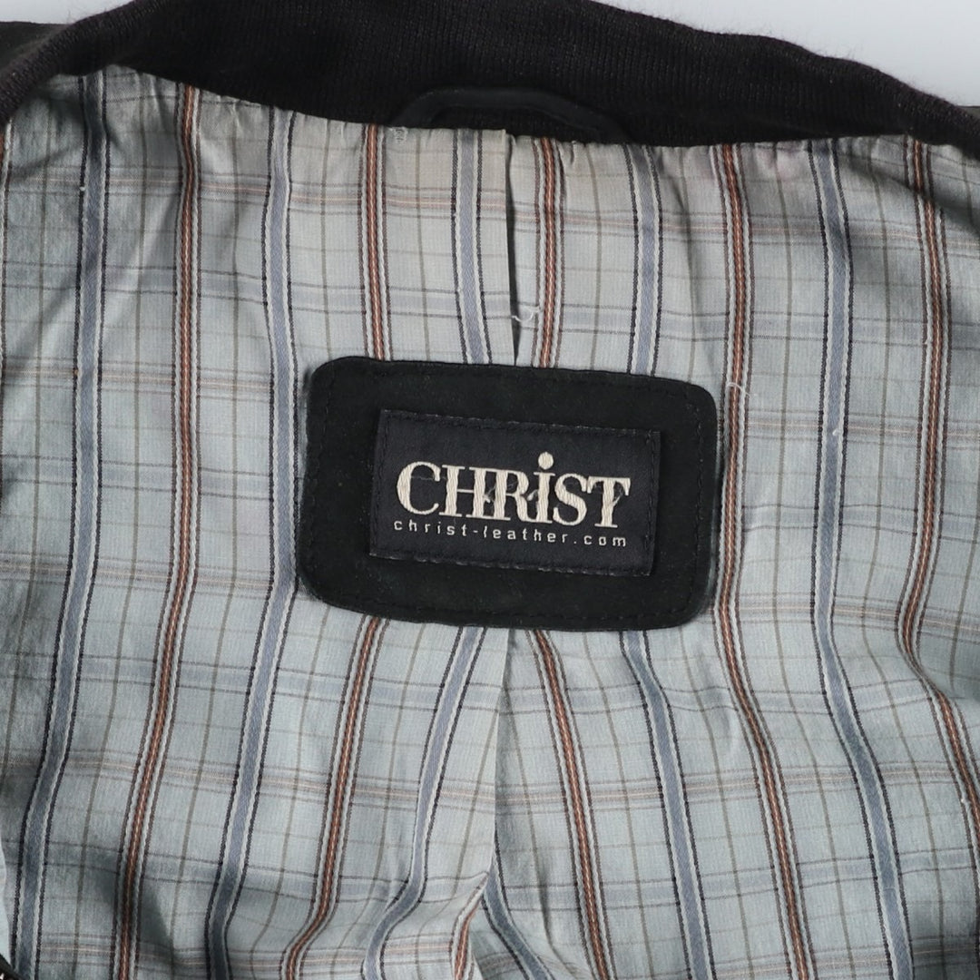 CHRIST suede leather blouson, men's size XL genuine leather black type Vintage Second Hand