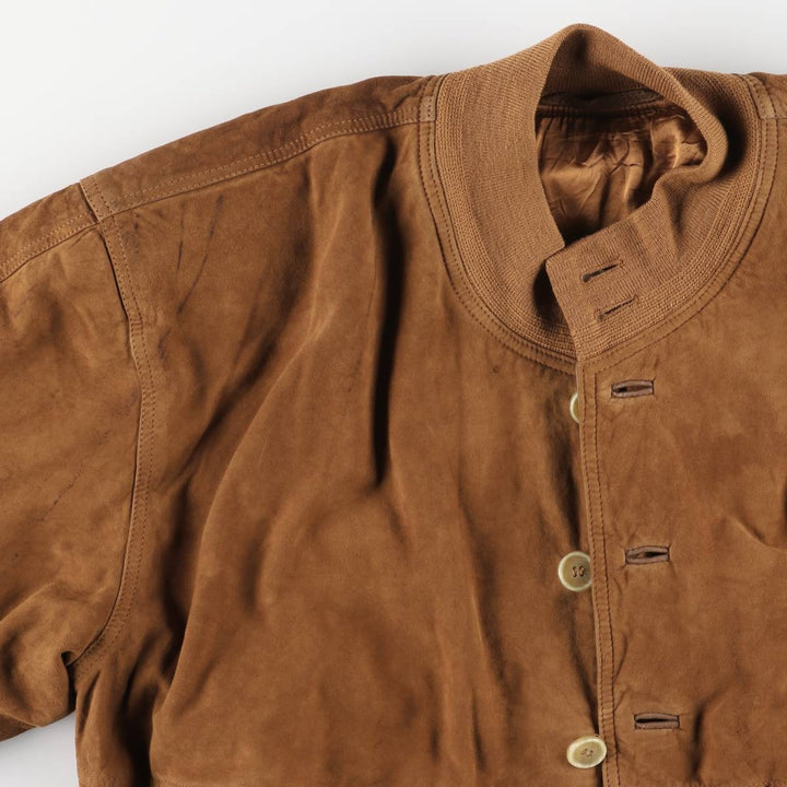 Balster Jacket, Suede Leather Blouson, Men's XL unclear brown type Vintage Second Hand
