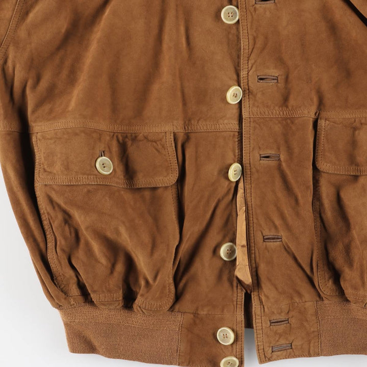 Balster Jacket, Suede Leather Blouson, Men's XL unclear brown type Vintage Second Hand