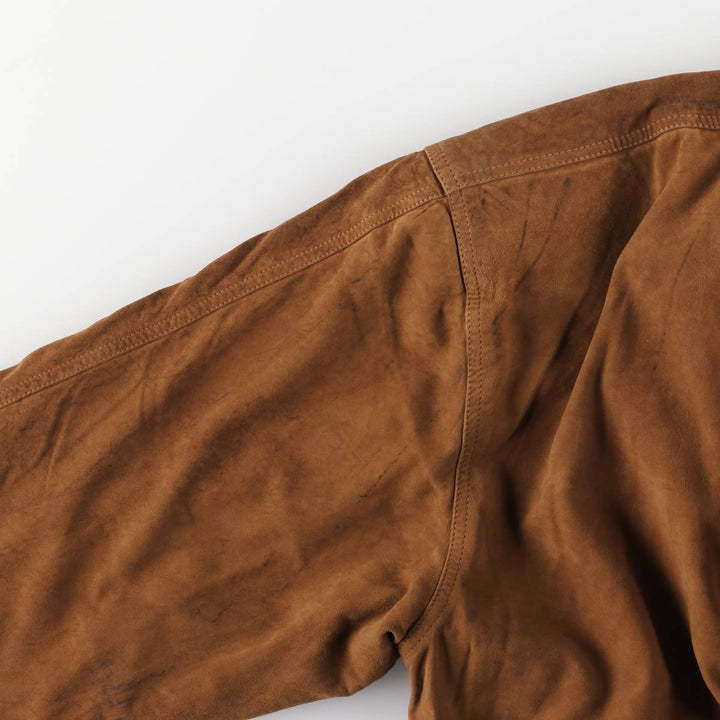 Balster Jacket, Suede Leather Blouson, Men's XL unclear brown type Vintage Second Hand