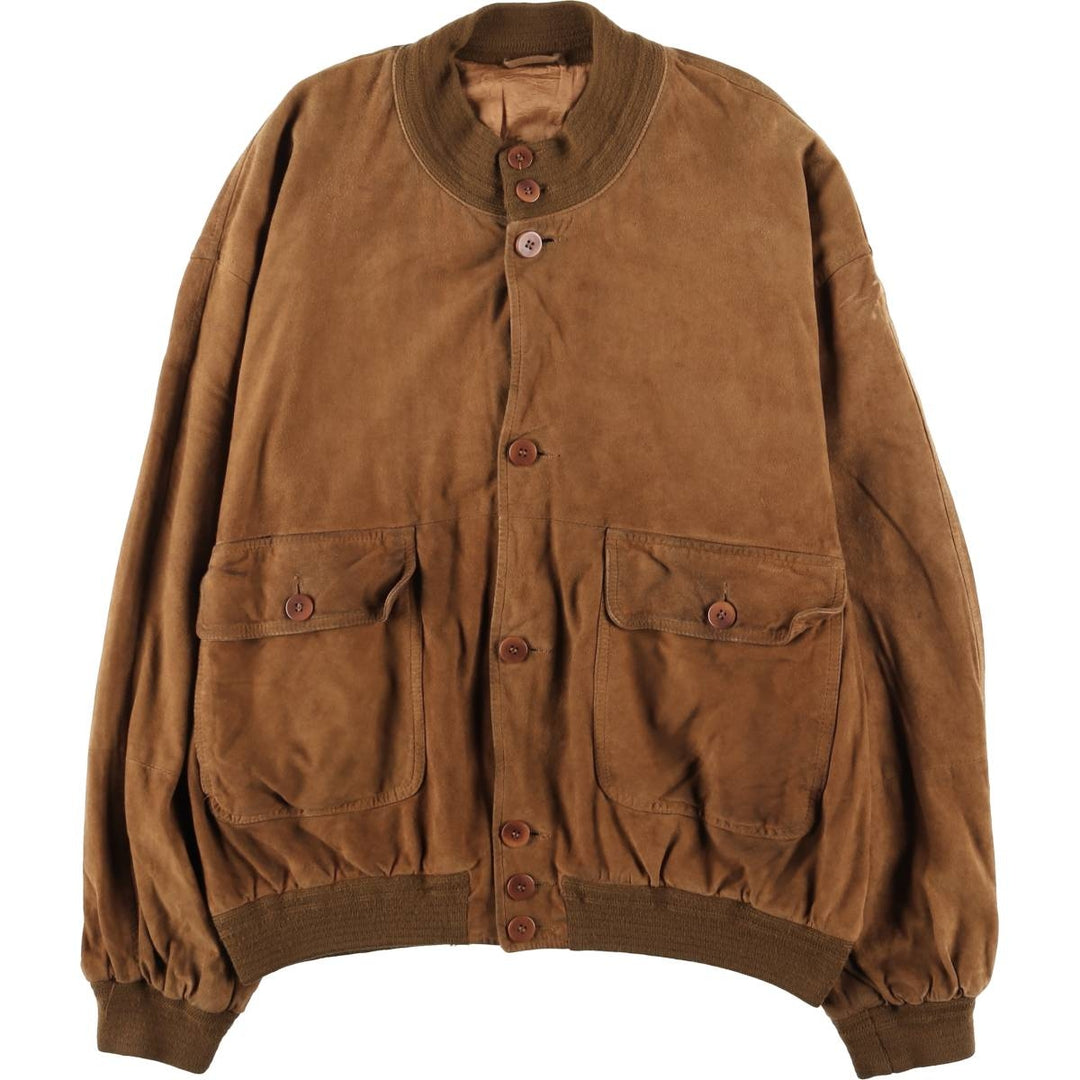 Vintage suede leather balster jacket, made in Italy, men's size XL Genuine Leather Suede Leather brown type Vintage Second Hand