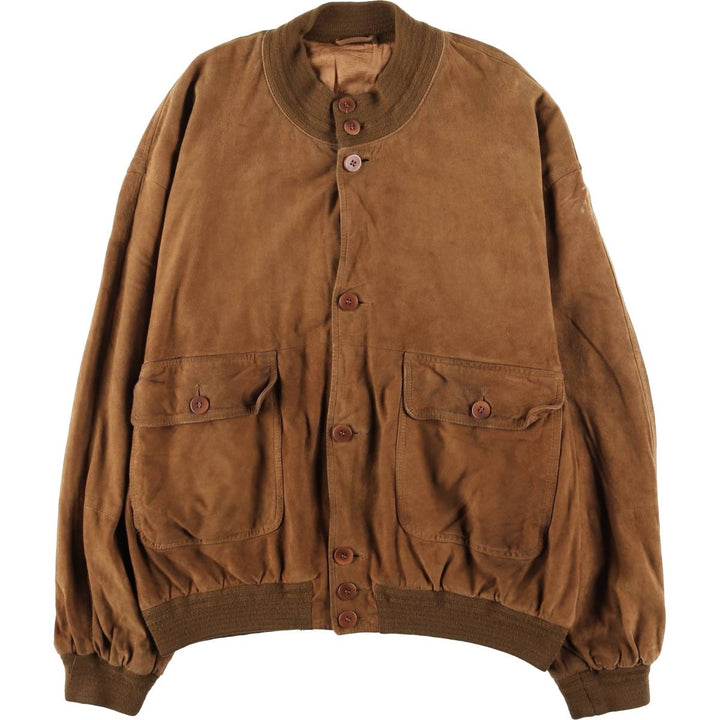Vintage suede leather balster jacket, made in Italy, men's size XL Genuine Leather Suede Leather brown type Vintage Second Hand