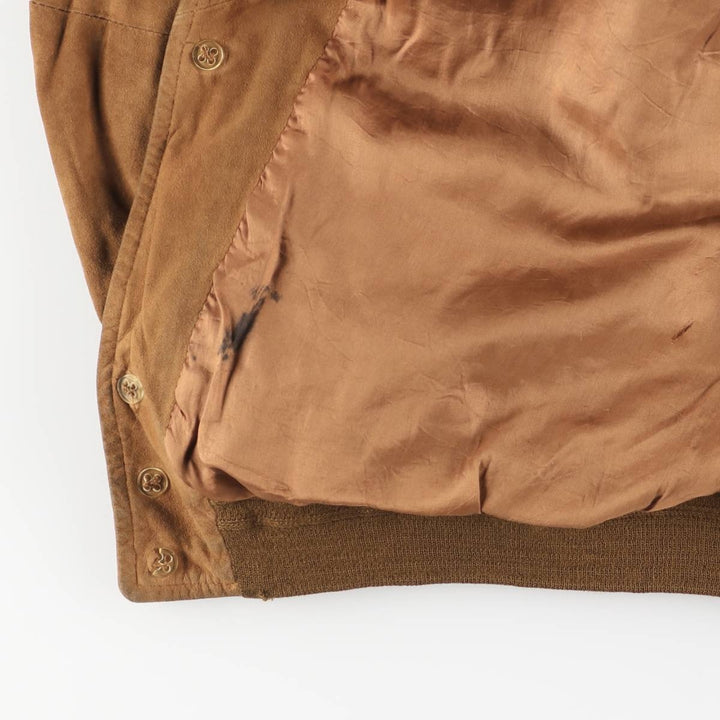 Vintage suede leather balster jacket, made in Italy, men's size XL Genuine Leather Suede Leather brown type Vintage Second Hand