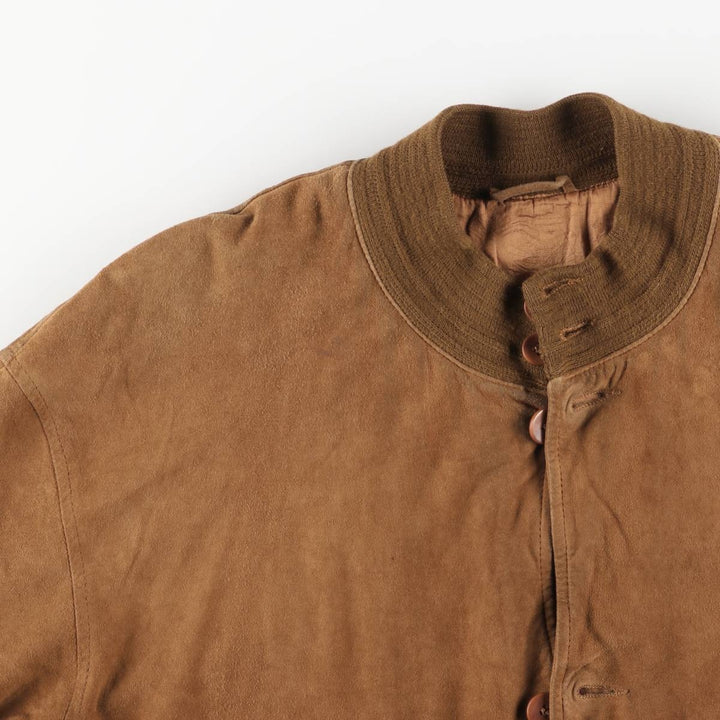 Vintage suede leather balster jacket, made in Italy, men's size XL Genuine Leather Suede Leather brown type Vintage Second Hand