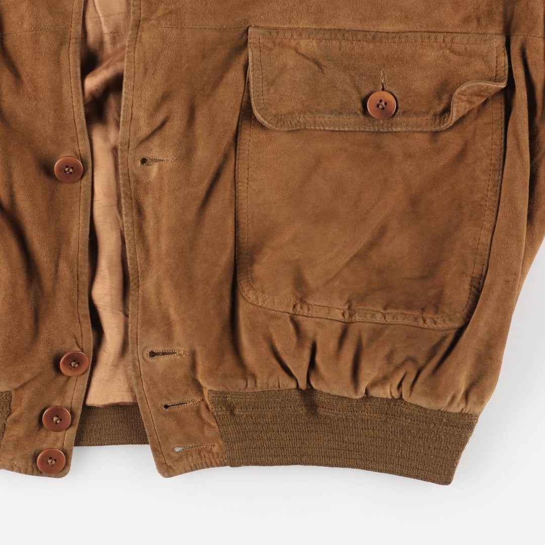 Vintage suede leather balster jacket, made in Italy, men's size XL Genuine Leather Suede Leather brown type Vintage Second Hand