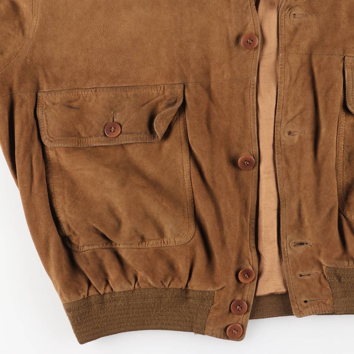 Vintage suede leather balster jacket, made in Italy, men's size XL Genuine Leather Suede Leather brown type Vintage Second Hand
