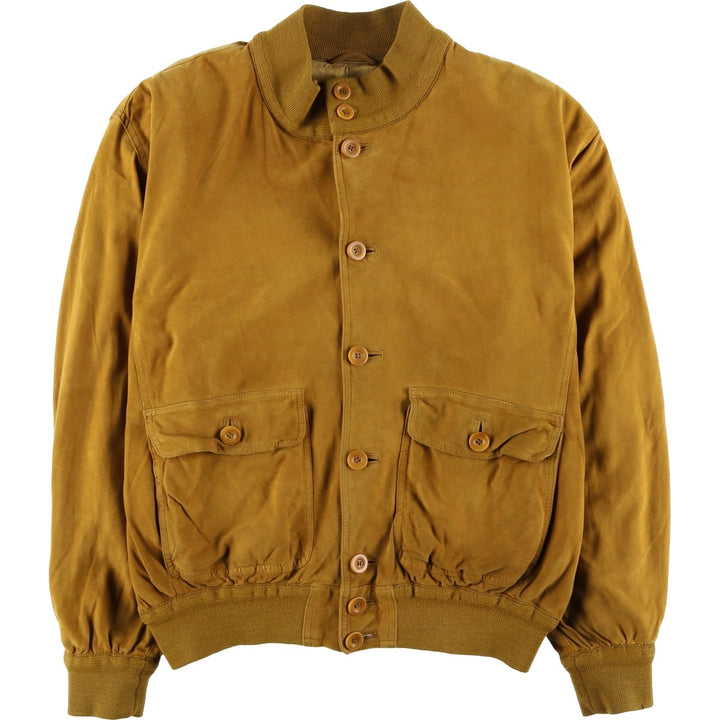 Balster Jacket, Suede Leather Blouson, Men's XL unclear ocher yellow type Vintage Second Hand