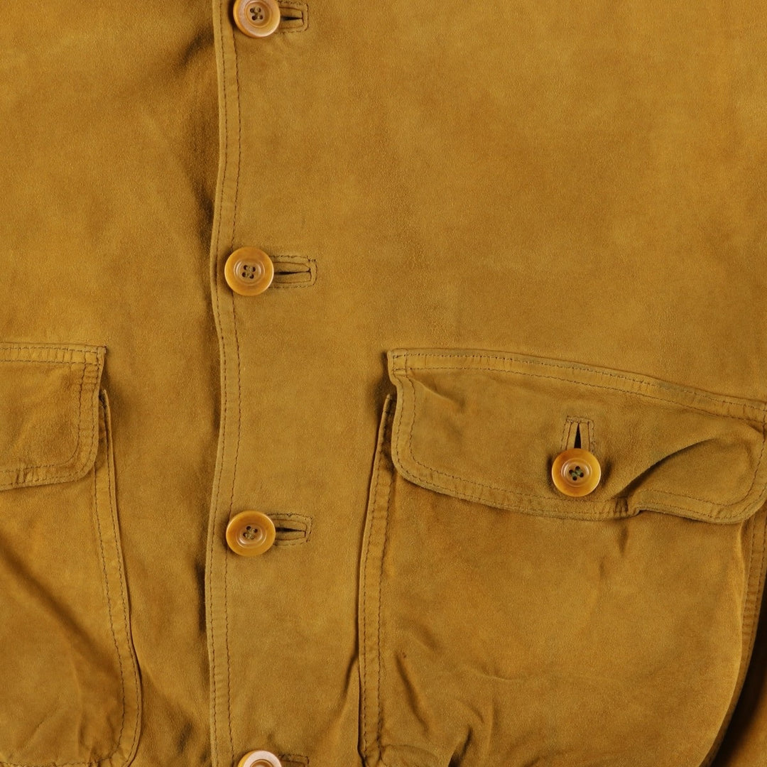 Balster Jacket, Suede Leather Blouson, Men's XL unclear ocher yellow type Vintage Second Hand