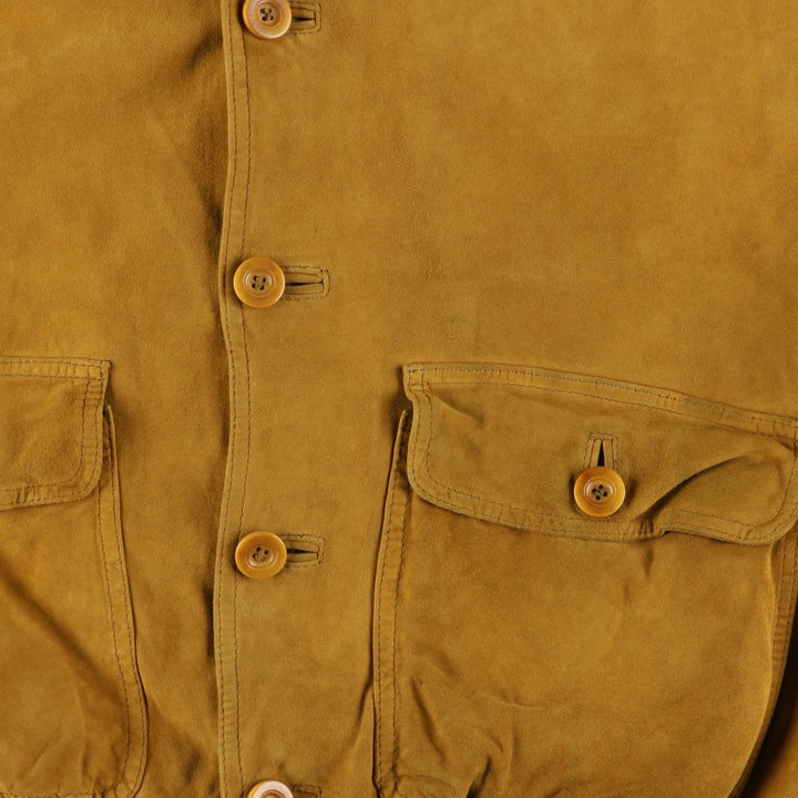 Balster Jacket, Suede Leather Blouson, Men's XL unclear ocher yellow type Vintage Second Hand