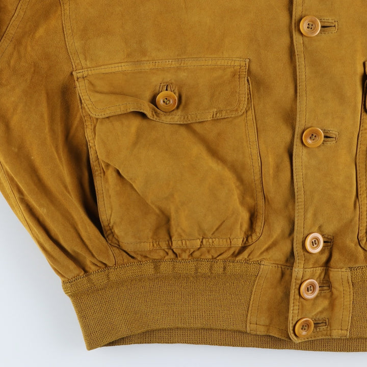Balster Jacket, Suede Leather Blouson, Men's XL unclear ocher yellow type Vintage Second Hand