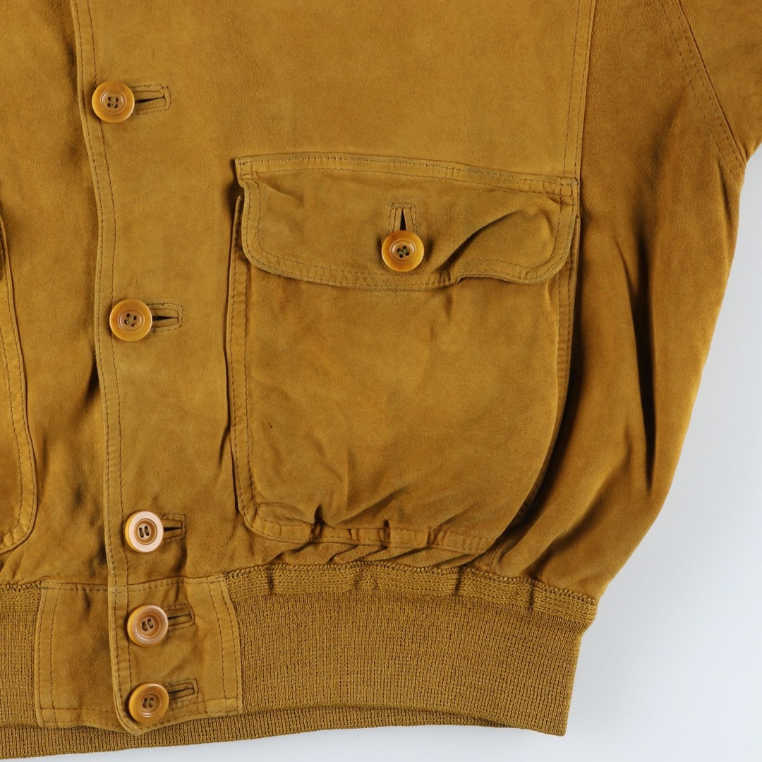 Balster Jacket, Suede Leather Blouson, Men's XL unclear ocher yellow type Vintage Second Hand