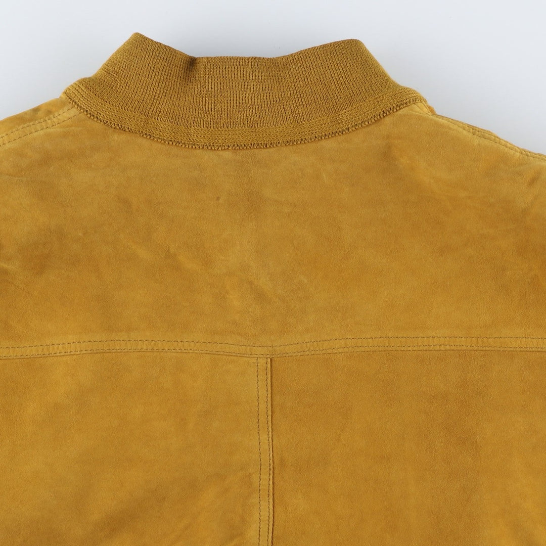 Balster Jacket, Suede Leather Blouson, Men's XL unclear ocher yellow type Vintage Second Hand