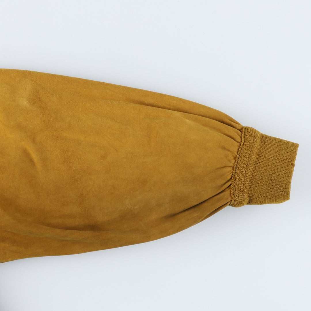 Balster Jacket, Suede Leather Blouson, Men's XL unclear ocher yellow type Vintage Second Hand