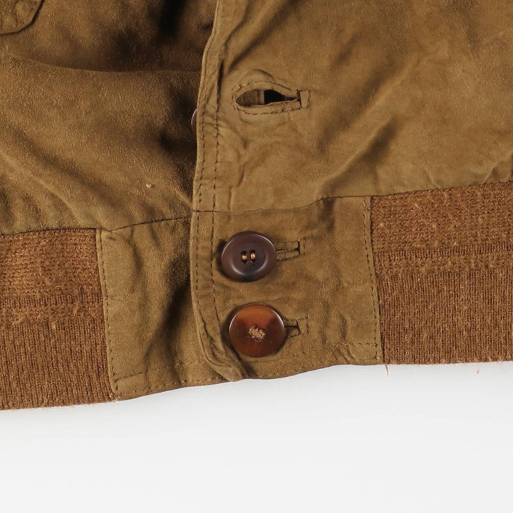 Vintage Balster Jacket, Suede Leather Blouson, Men's XL Genuine Leather Suede Leather brown type Vintage Second Hand
