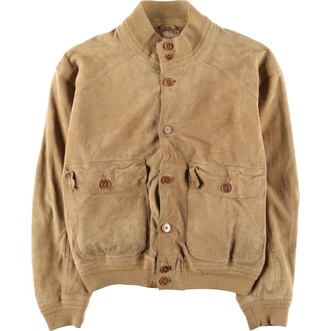 Tre Febbraio Balster Jacket, Suede Leather Blouson, Made in Italy, Men's Size M unclear Beige type Vintage Second Hand