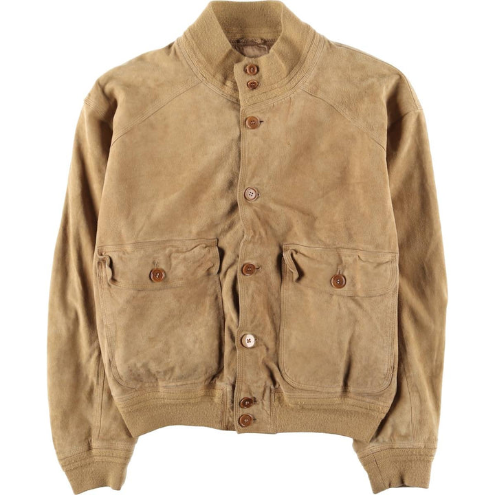 Tre Febbraio Balster Jacket, Suede Leather Blouson, Made in Italy, Men's Size M unclear Beige type Vintage Second Hand