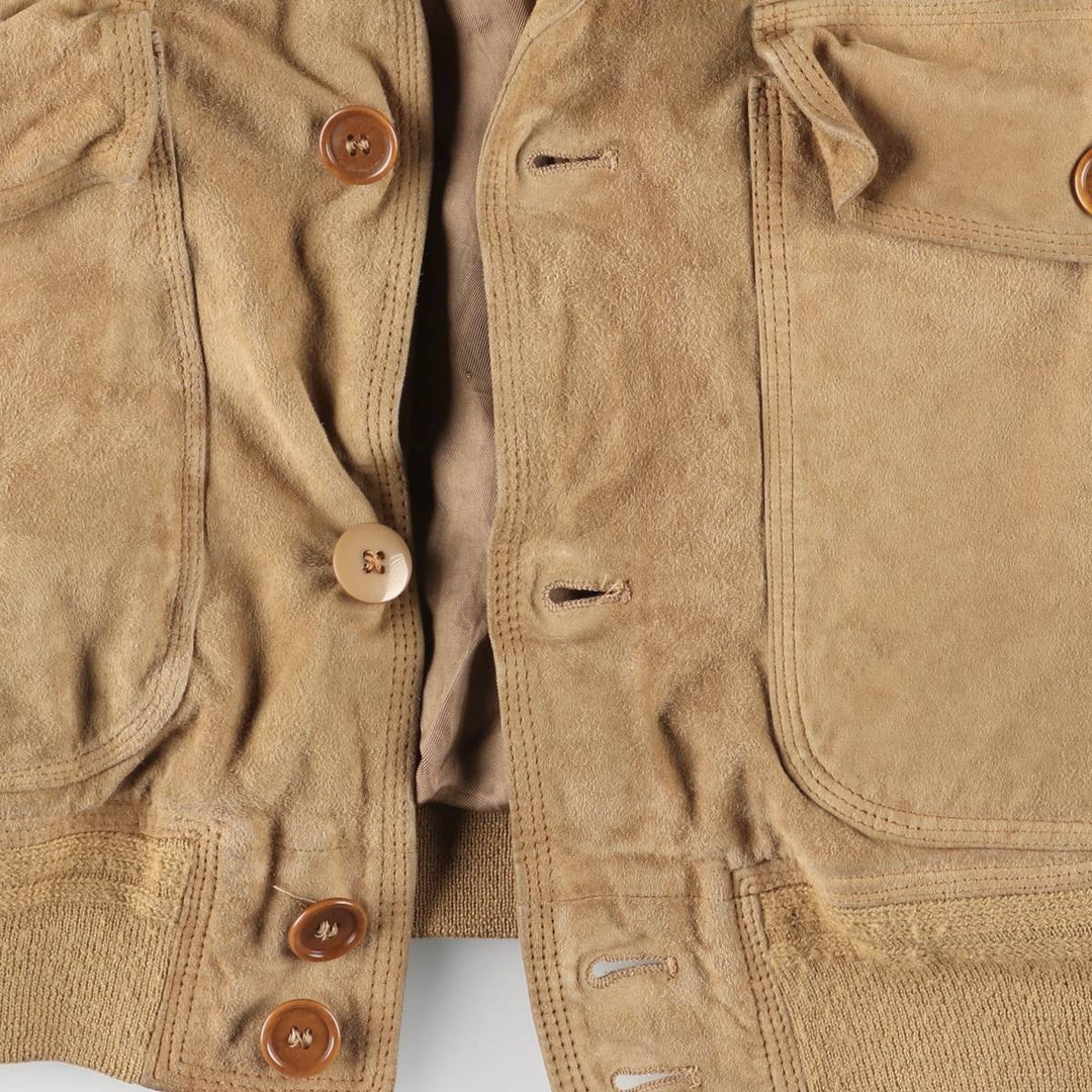 Tre Febbraio Balster Jacket, Suede Leather Blouson, Made in Italy, Men's Size M unclear Beige type Vintage Second Hand