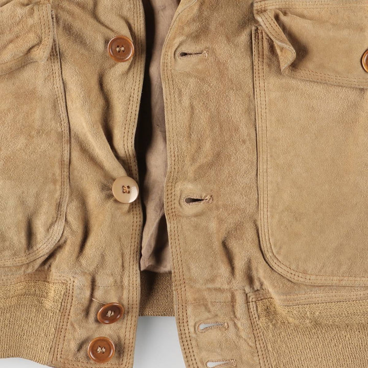 Tre Febbraio Balster Jacket, Suede Leather Blouson, Made in Italy, Men's Size M unclear Beige type Vintage Second Hand