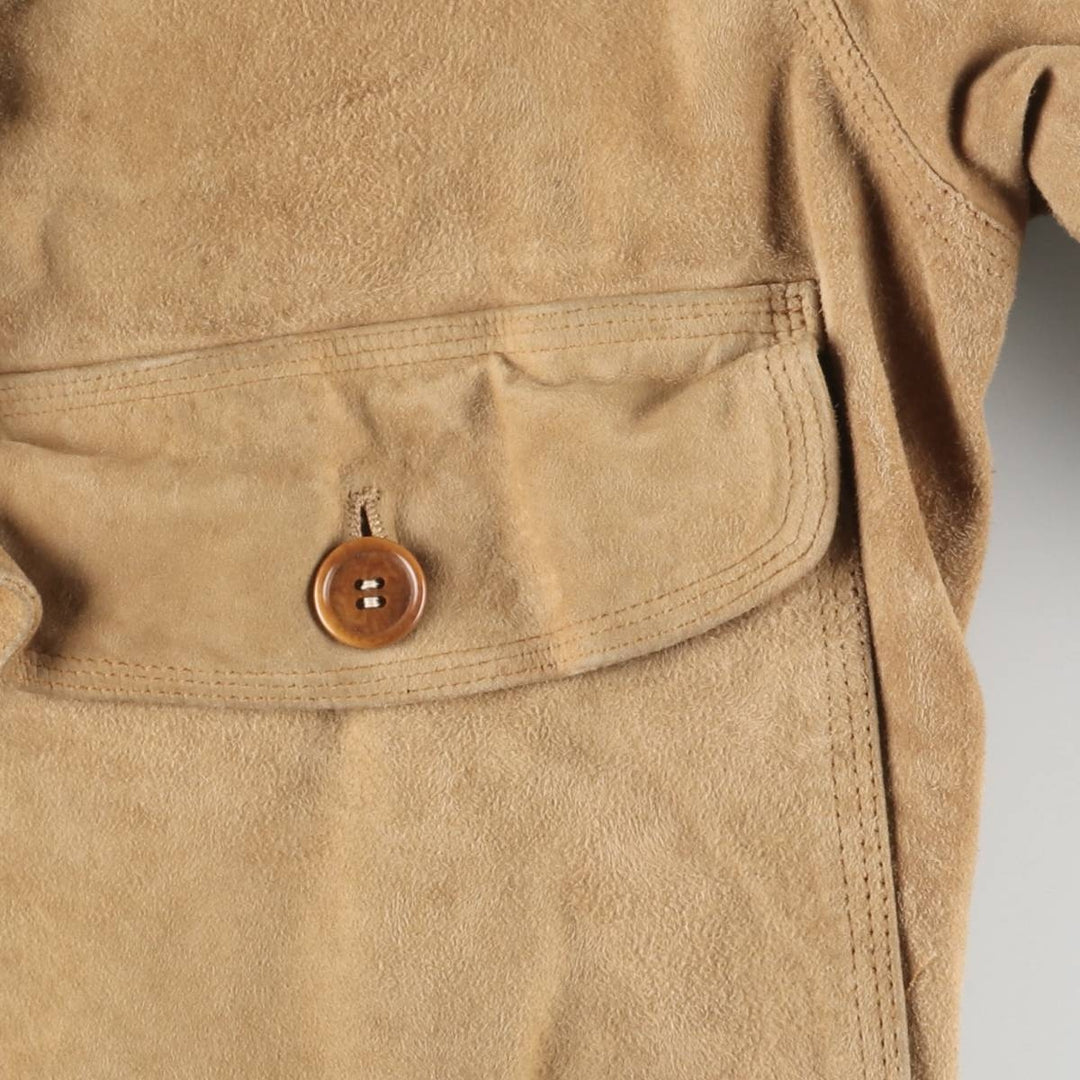 Tre Febbraio Balster Jacket, Suede Leather Blouson, Made in Italy, Men's Size M unclear Beige type Vintage Second Hand