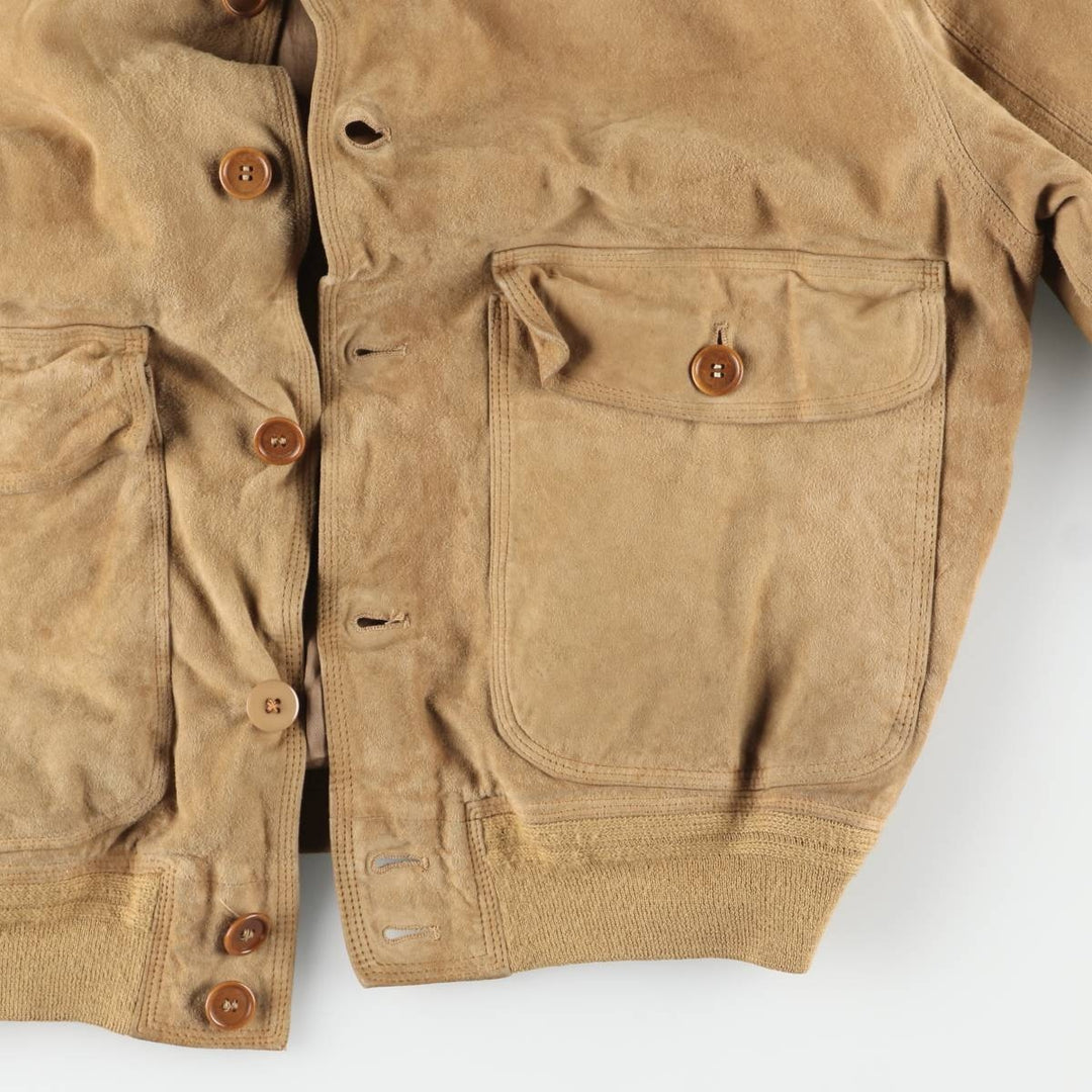Tre Febbraio Balster Jacket, Suede Leather Blouson, Made in Italy, Men's Size M unclear Beige type Vintage Second Hand