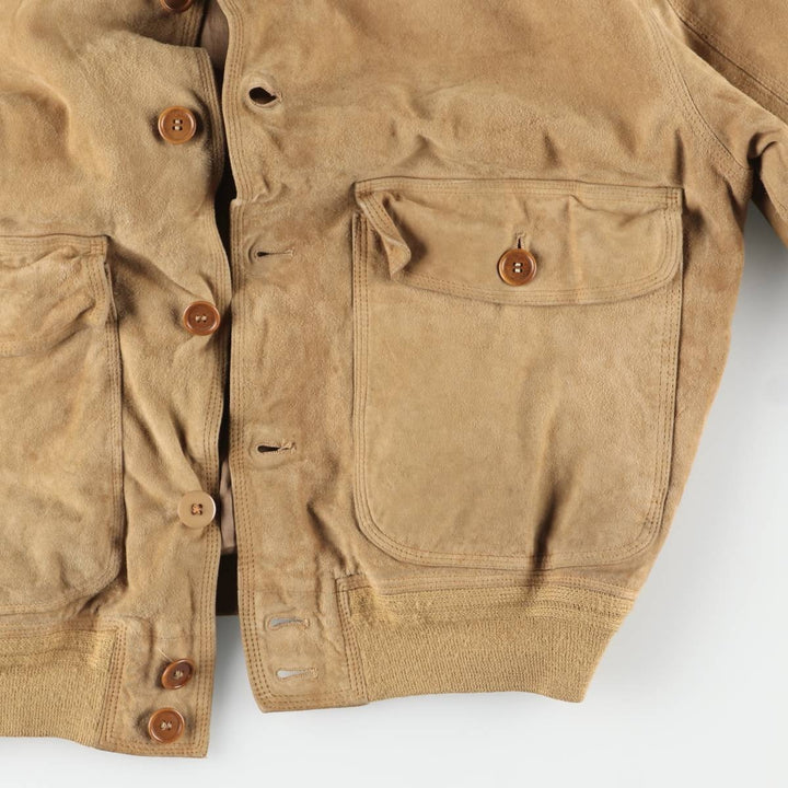 Tre Febbraio Balster Jacket, Suede Leather Blouson, Made in Italy, Men's Size M unclear Beige type Vintage Second Hand