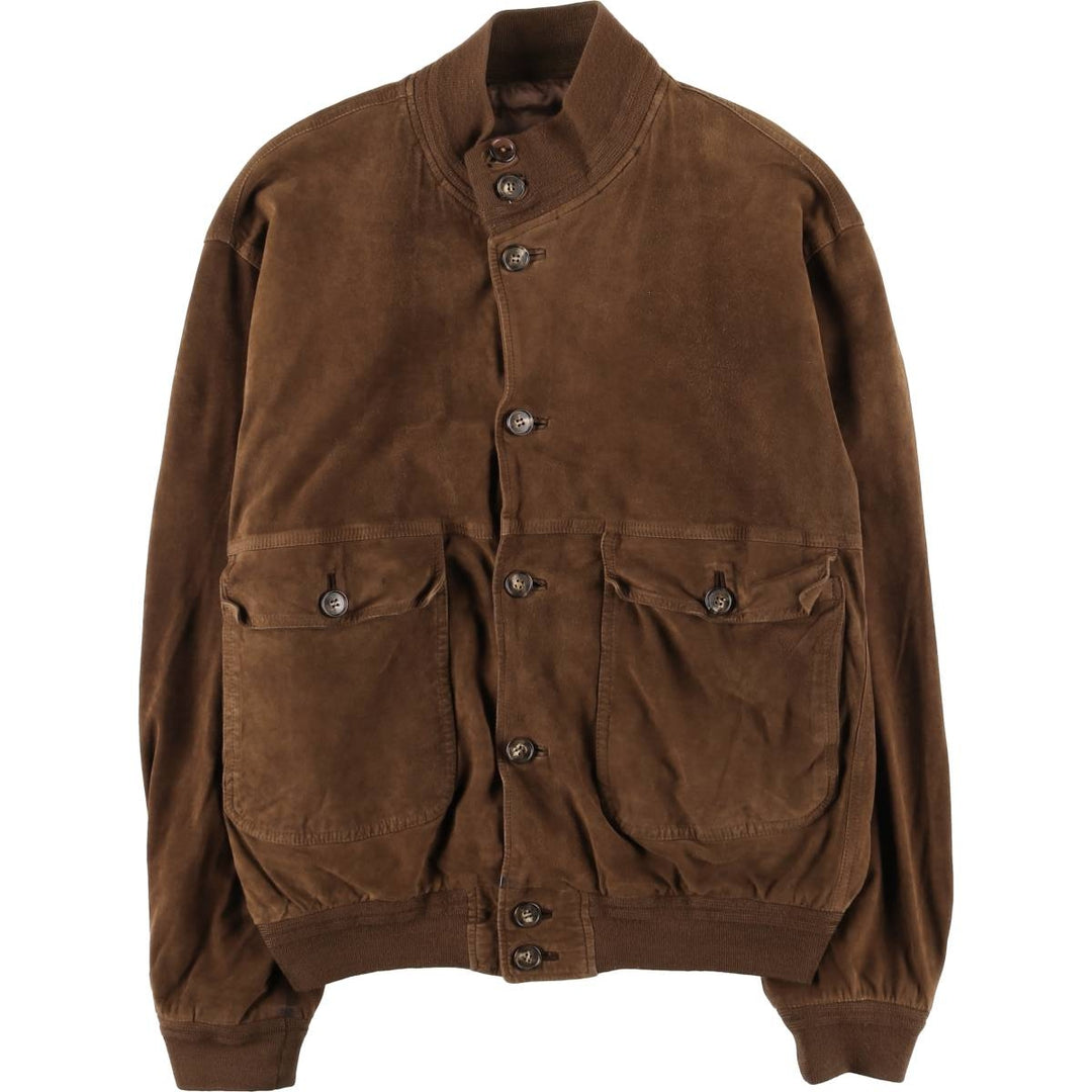 Balster Jacket, Suede Leather Blouson, Made in Italy, Men's XL genuine leather brown type Vintage Second Hand