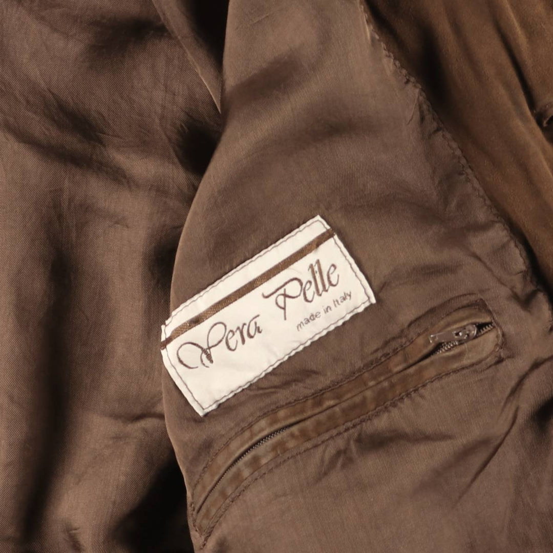 Balster Jacket, Suede Leather Blouson, Made in Italy, Men's XL genuine leather brown type Vintage Second Hand