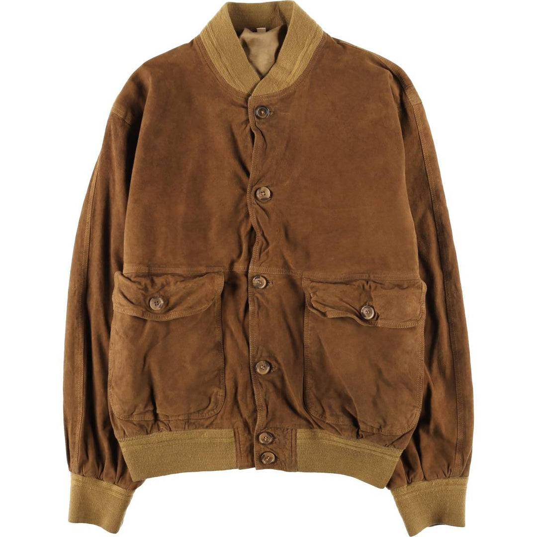 Suede leather blouson for men (size L) genuine leather brown type Vintage Second Hand