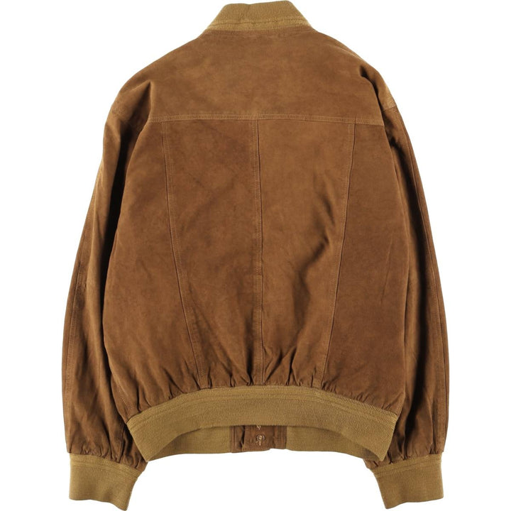 Suede leather blouson for men (size L) genuine leather brown type Vintage Second Hand