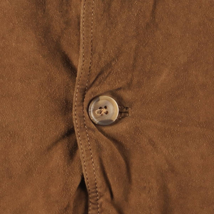 Suede leather blouson for men (size L) genuine leather brown type Vintage Second Hand