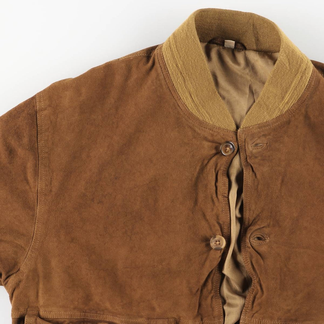 Suede leather blouson for men (size L) genuine leather brown type Vintage Second Hand