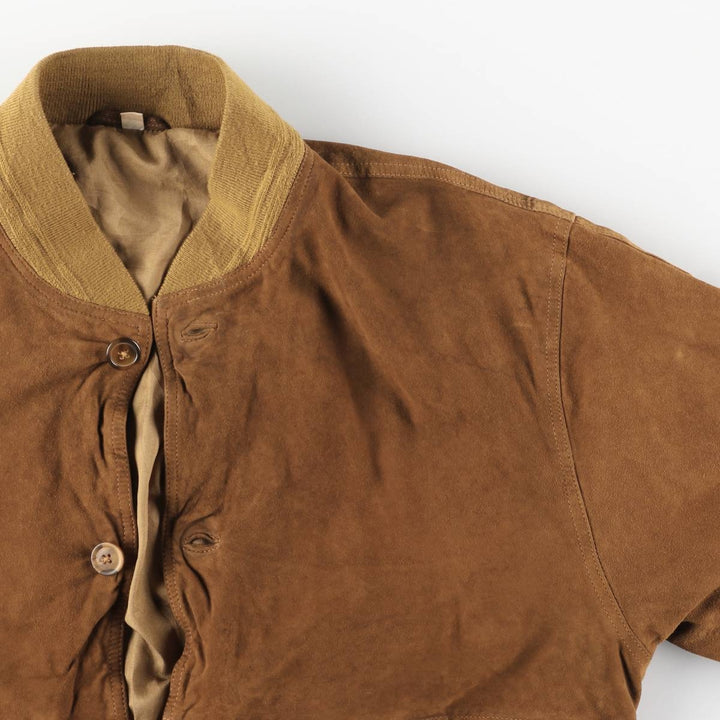 Suede leather blouson for men (size L) genuine leather brown type Vintage Second Hand