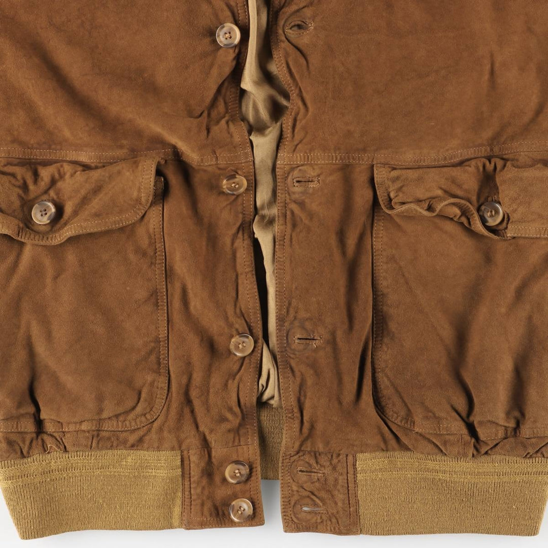 Suede leather blouson for men (size L) genuine leather brown type Vintage Second Hand